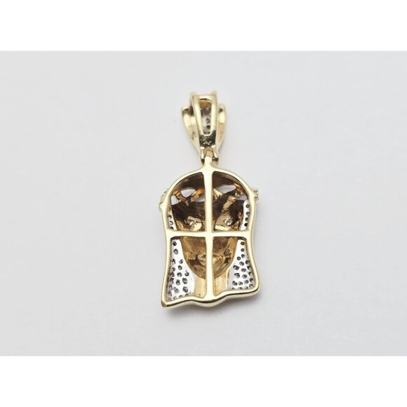 Unique 10K Karat Solid Yellow Gold Religious Jesus Head Diamond Charm Pendant - Picture 8 of 12